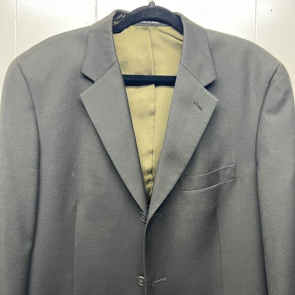 Alfani Men's New Wool Cashmere Blend Dark Olive Green Blazer Jacket Size Large - Picture 3 of 9